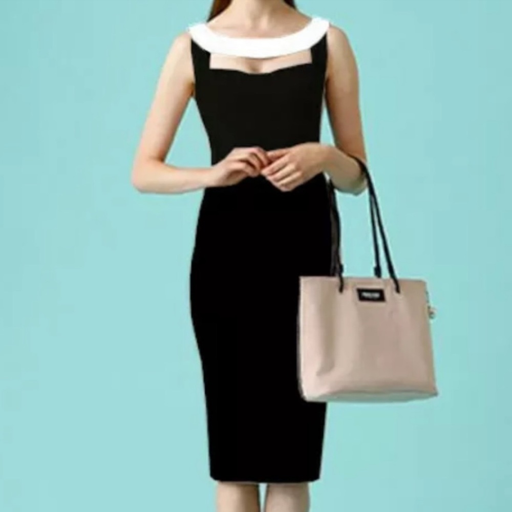 Chiara Boni Black Cocktail Dress w/White detail - Picture 3 of 6